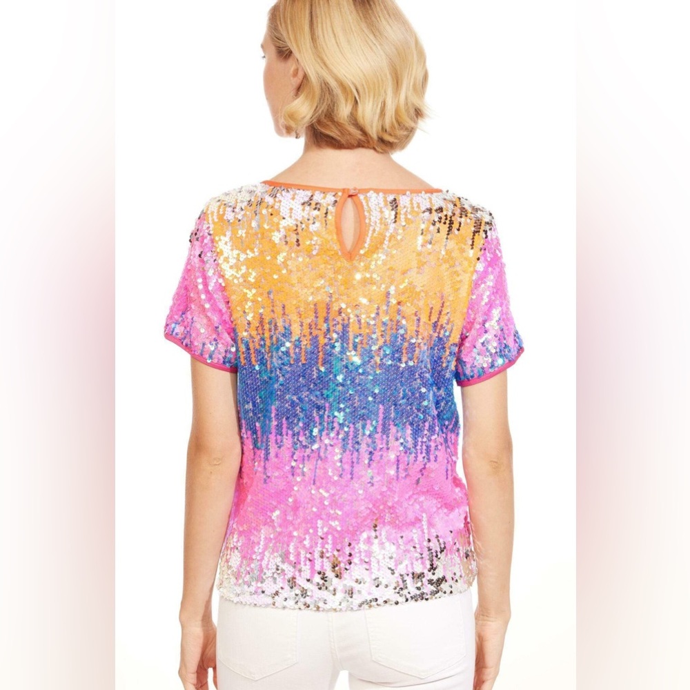 Anthropologie Eva Franco NEW Rosita Top- Electric Rave Sequin Blouse - Picture 3 of 7